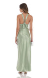 Satin V Neck Maxi Dress in Sage