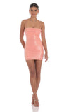 Sequin Ruffle Mini Dress in Coral