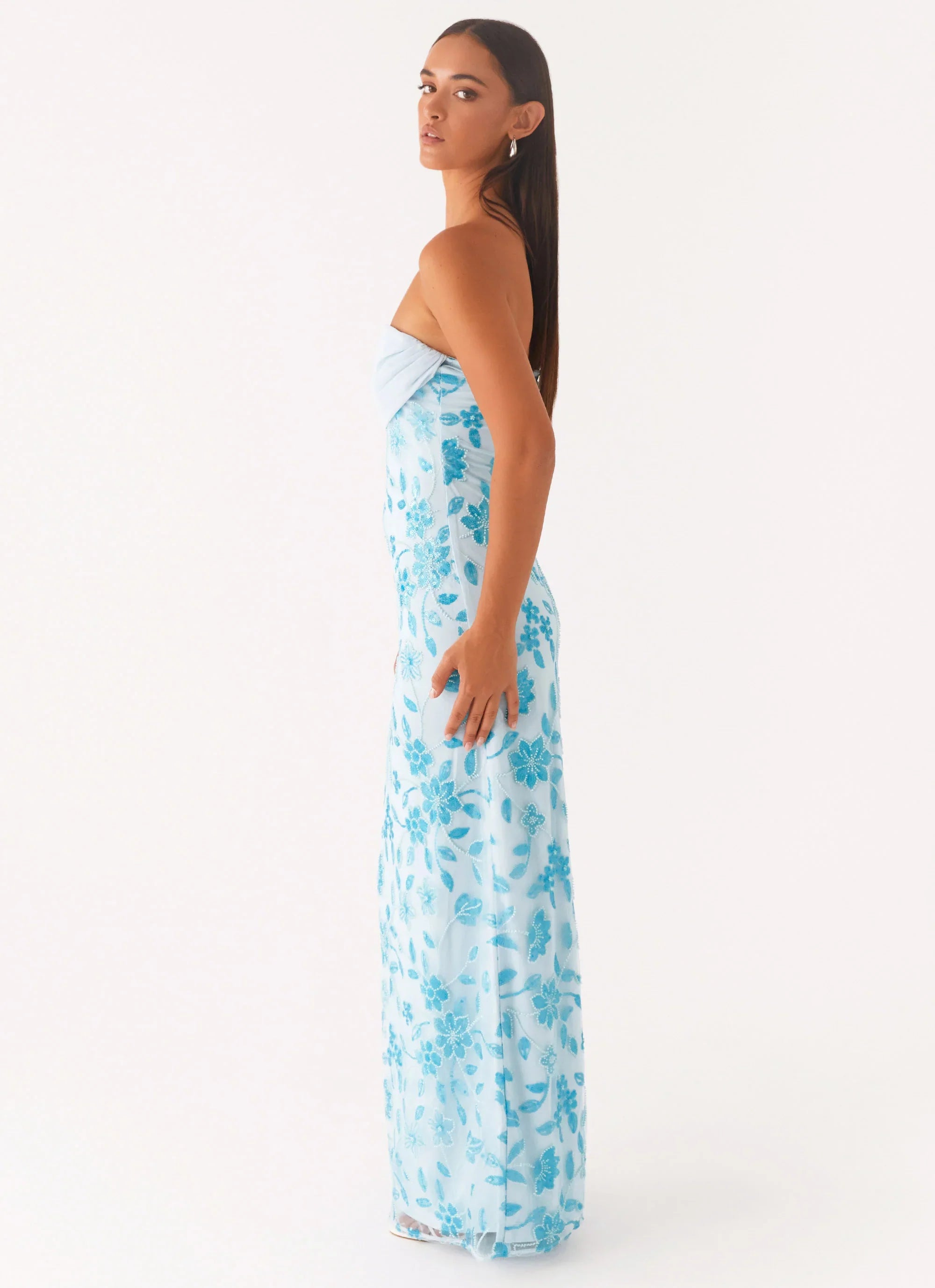 Prism Beaded Maxi Dress Blue
