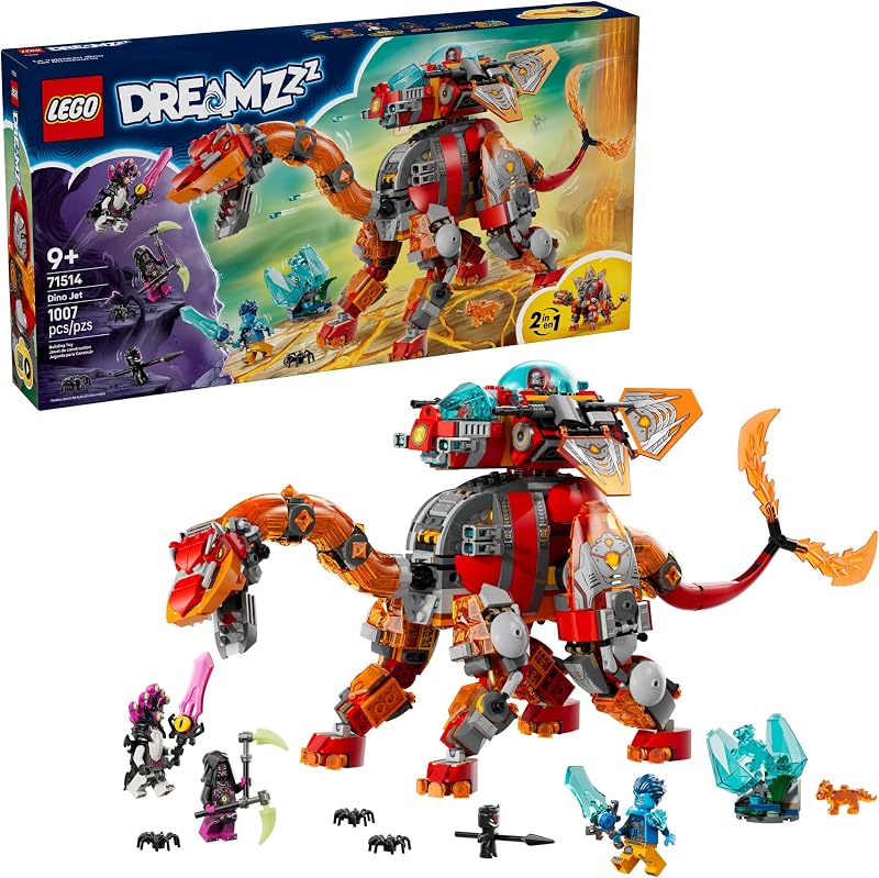 LEGO DREAMZzz Dino Jet Dinosaur Building Toy for Boys Girls Pretend Play Set for Kids Ages 9 W 2 Build Options Includes 4 Minifigures Gift Idea for Birthdays 71514