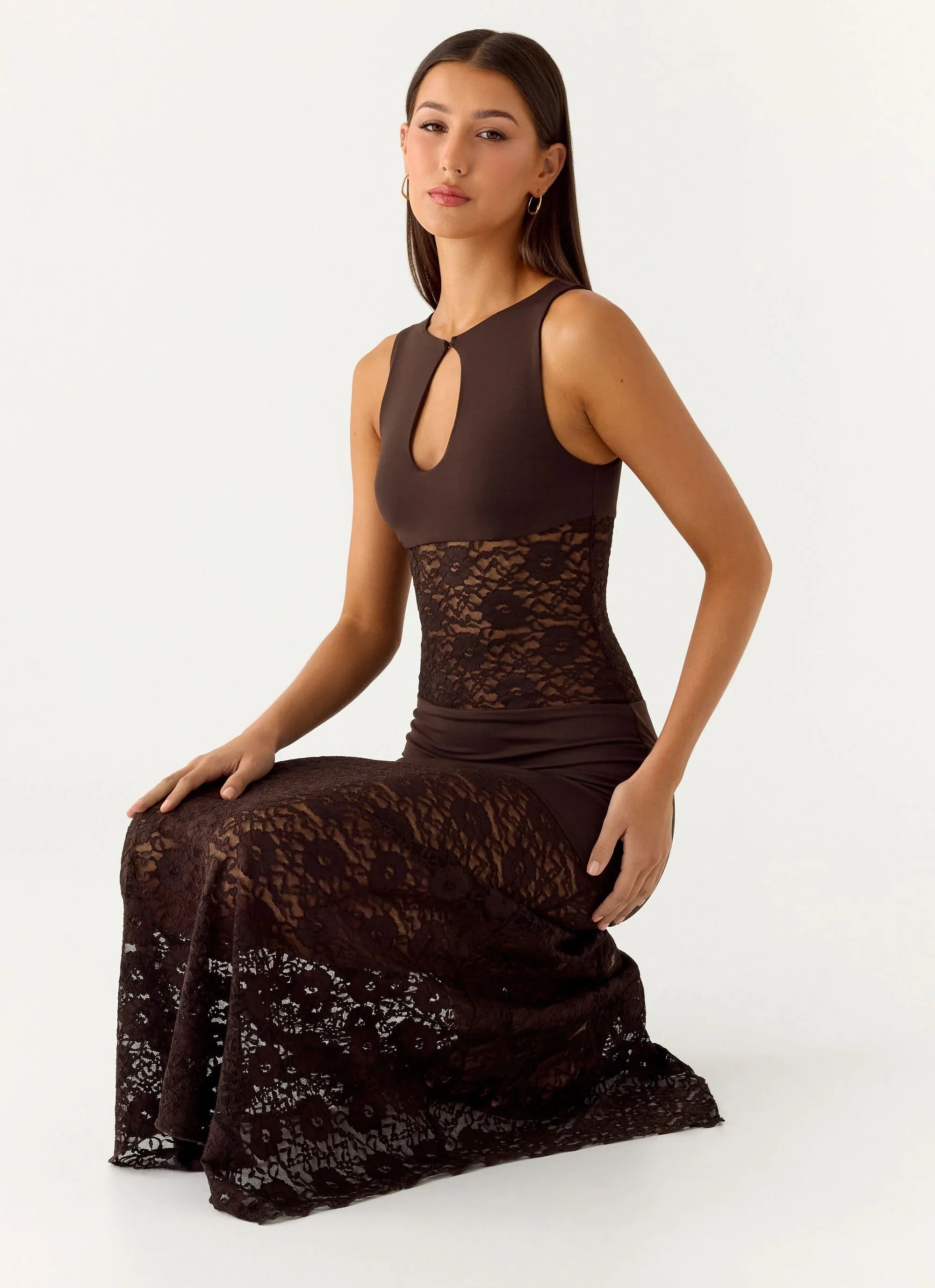 Koka Lace Maxi Dress Cool Chocolate
