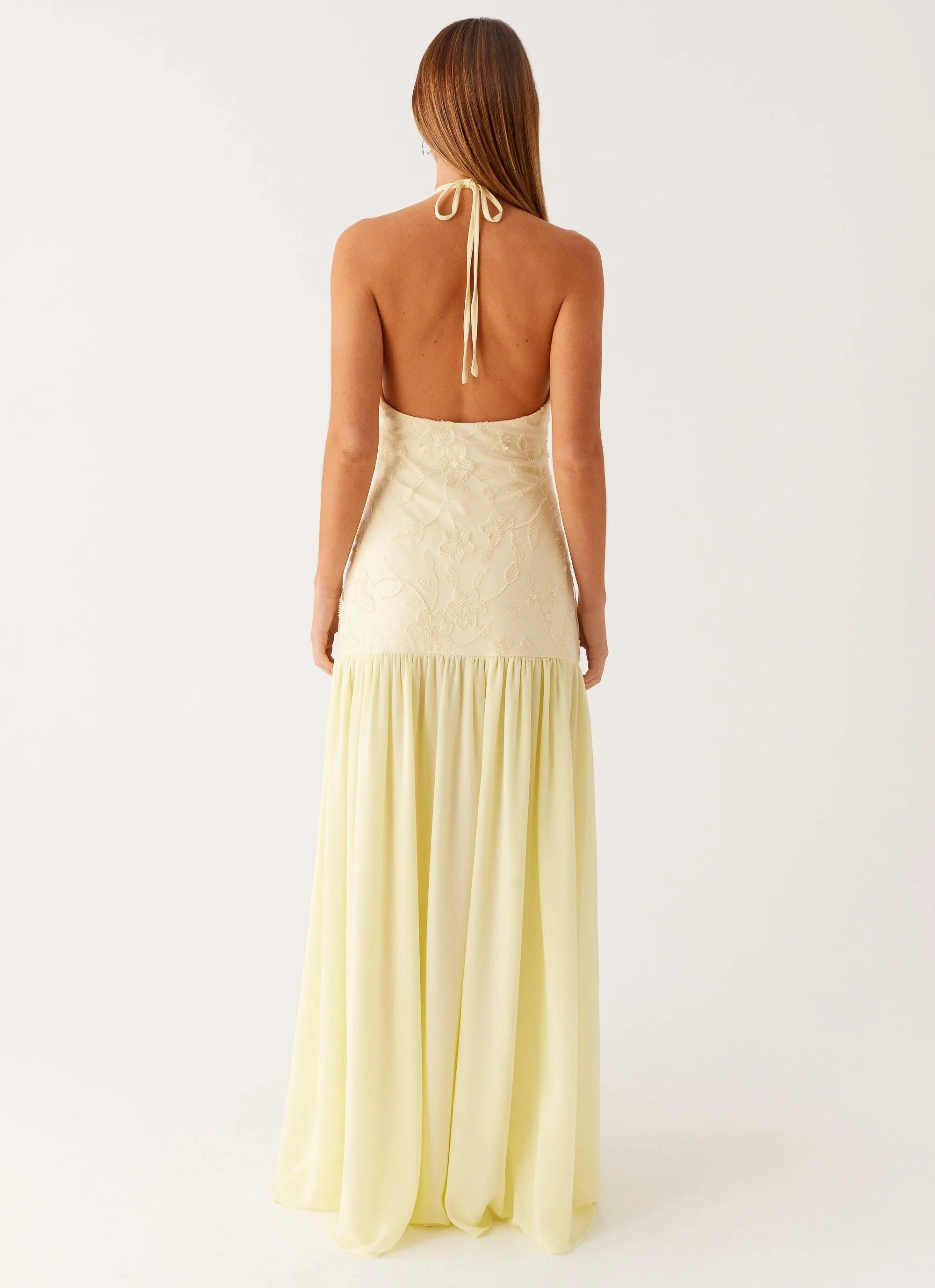 Janelle Beaded Maxi Dress Yellow