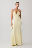 Maely Gathered Slinky Maxi Dress Lemon