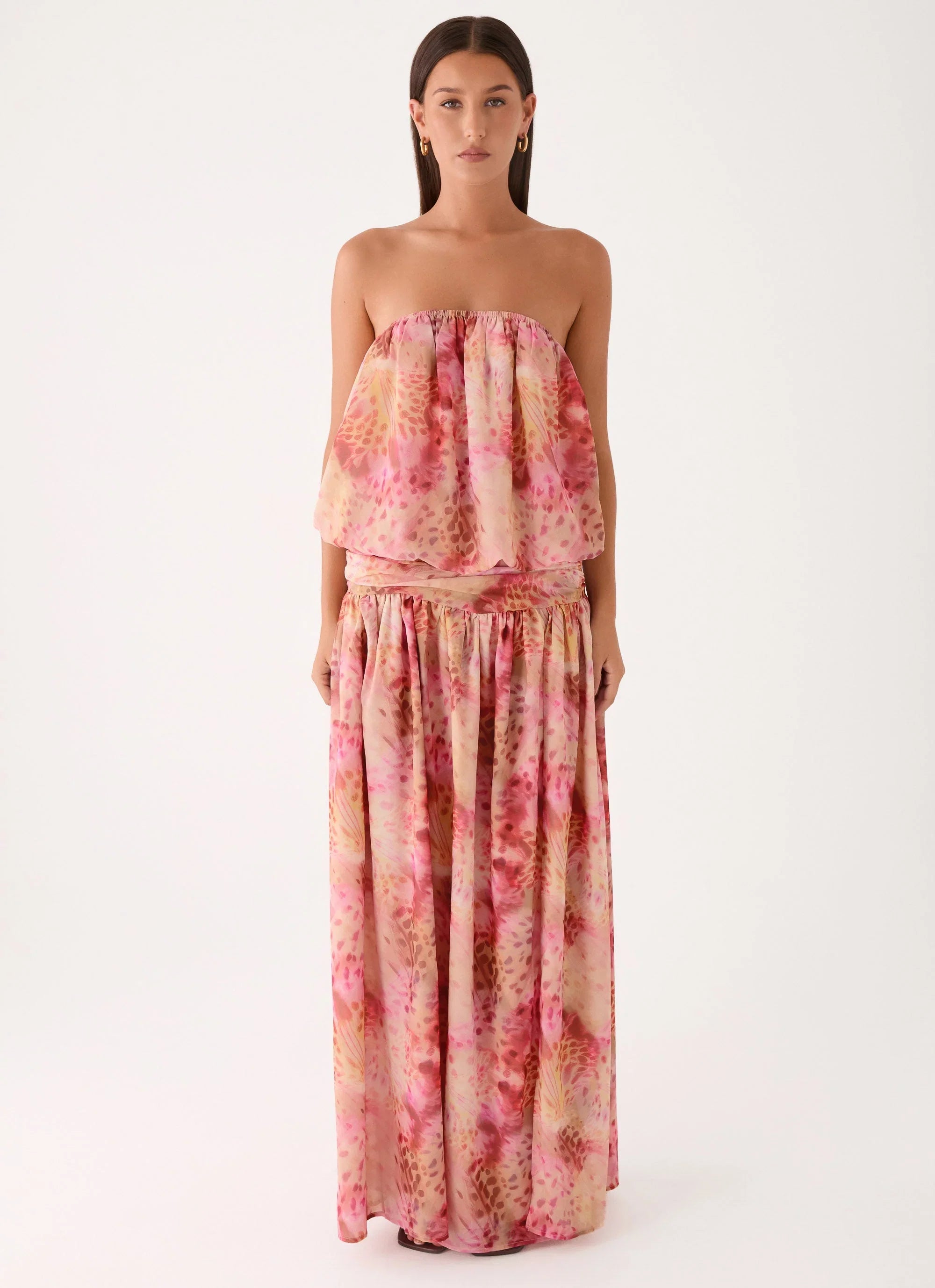 Lioras Strapless Maxi Dress Botanic Cheetah