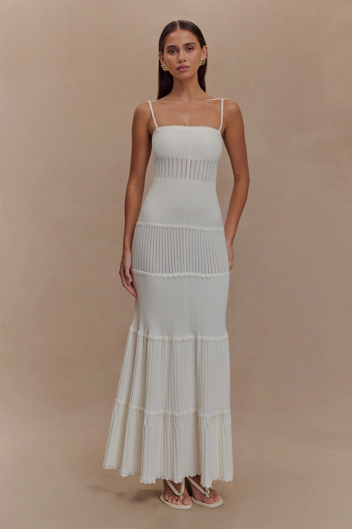 Finley Pointelle Knit Maxi Dress Ivory