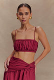 Scottie Shirred Linen Bandeau Wine
