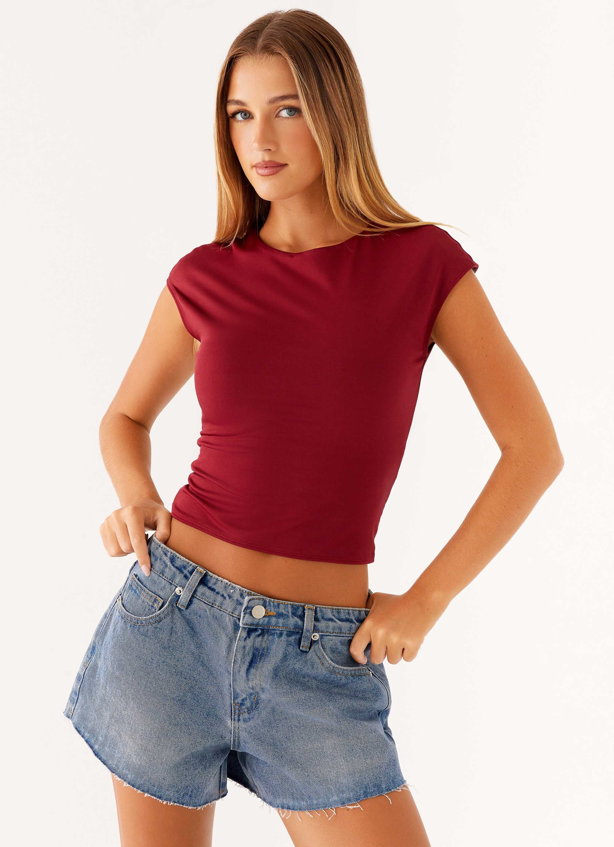 Davie Low Rise Denim Shorts Blue