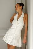 Antoinette Pleated Mini Dress Ivory
