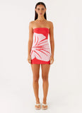 Kader Strapless Knit Mini Dress Red Floral