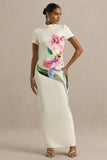 Hessie White Lily Print High Neck Maxi Dress