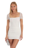 Ruched Bodycon Dress in White