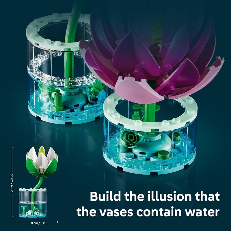 LEGO Botanicals Water Lilies 11511 Building Toys for Girls Boys Ages 9 Decor for Bedroom Desk Artificial Flowers 259 pieces Gift for Birthdays