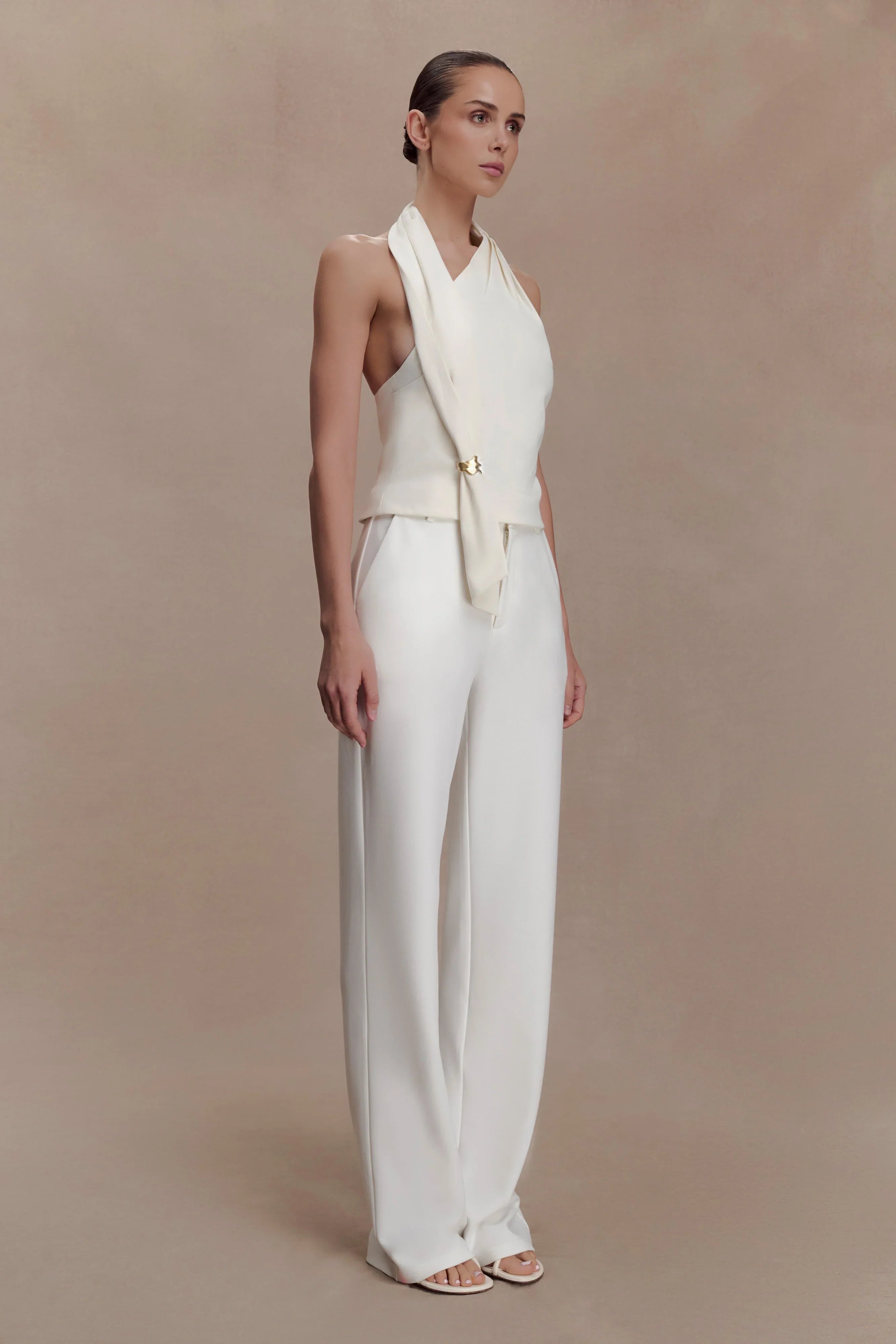 Marina Halter Top With Hardware Ivory