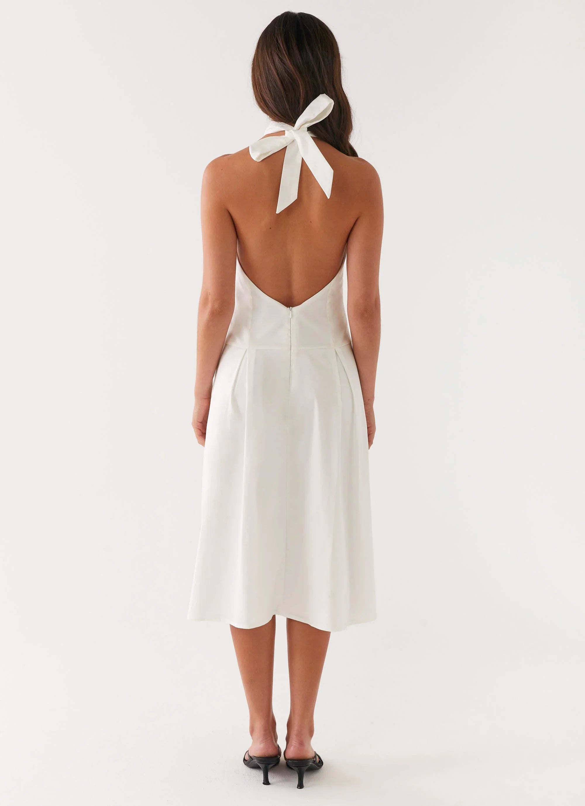 Calla Halter Midi Dress White