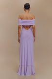 Audrey Off Shoulder Mesh Maxi Dress Lilac