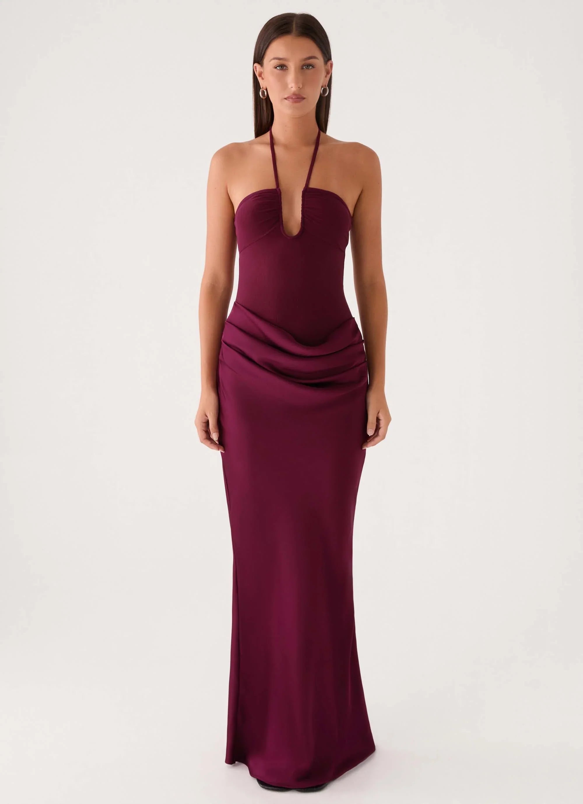 Verner Halter Maxi Dress Plum