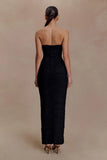 Jianna Strapless Mesh Maxi Dress Black