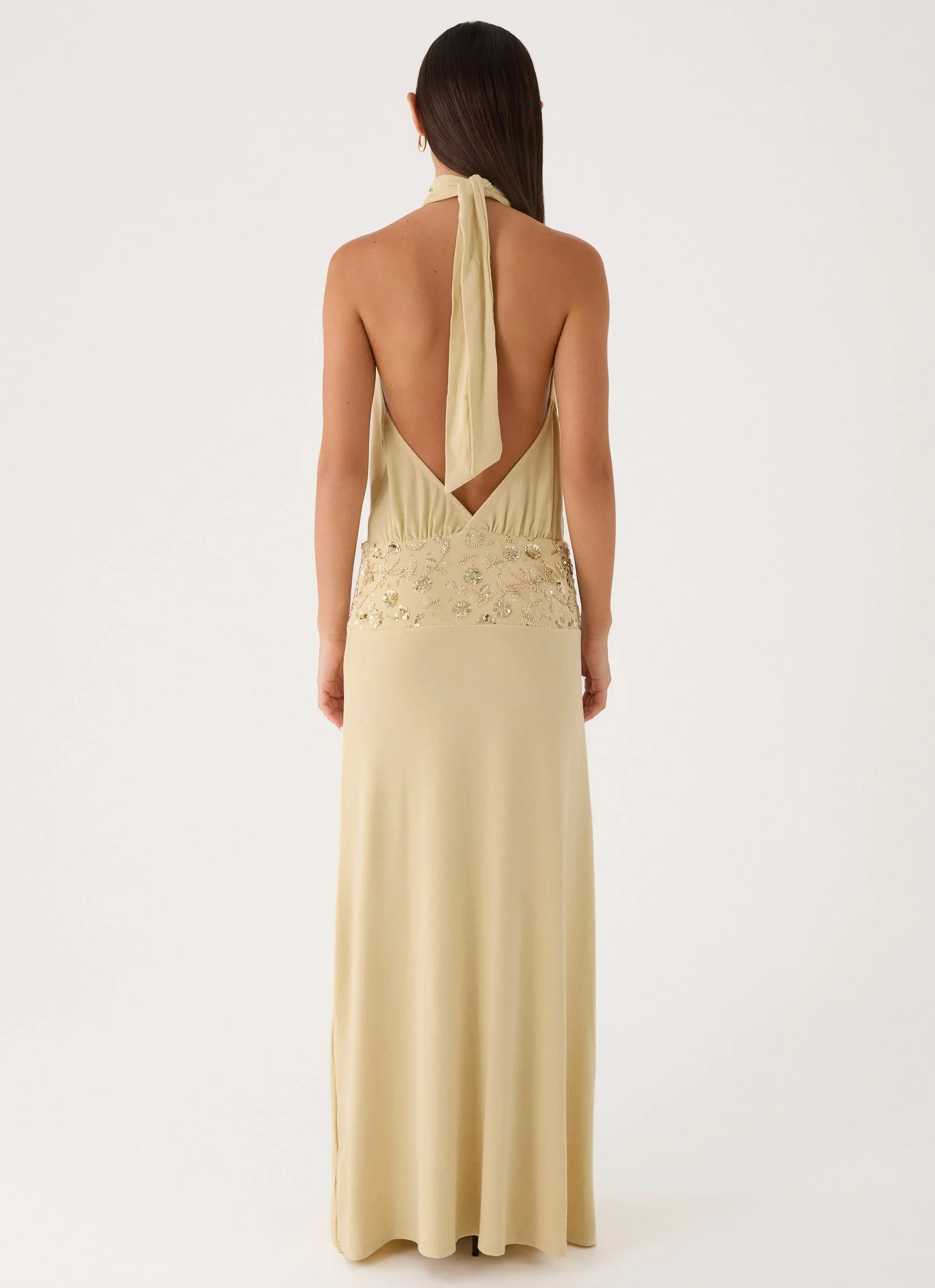 Donyale Halter Maxi Dress Pale Olive