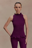 Diya Ribbed Sleeveless Top With Wire Hem Plum