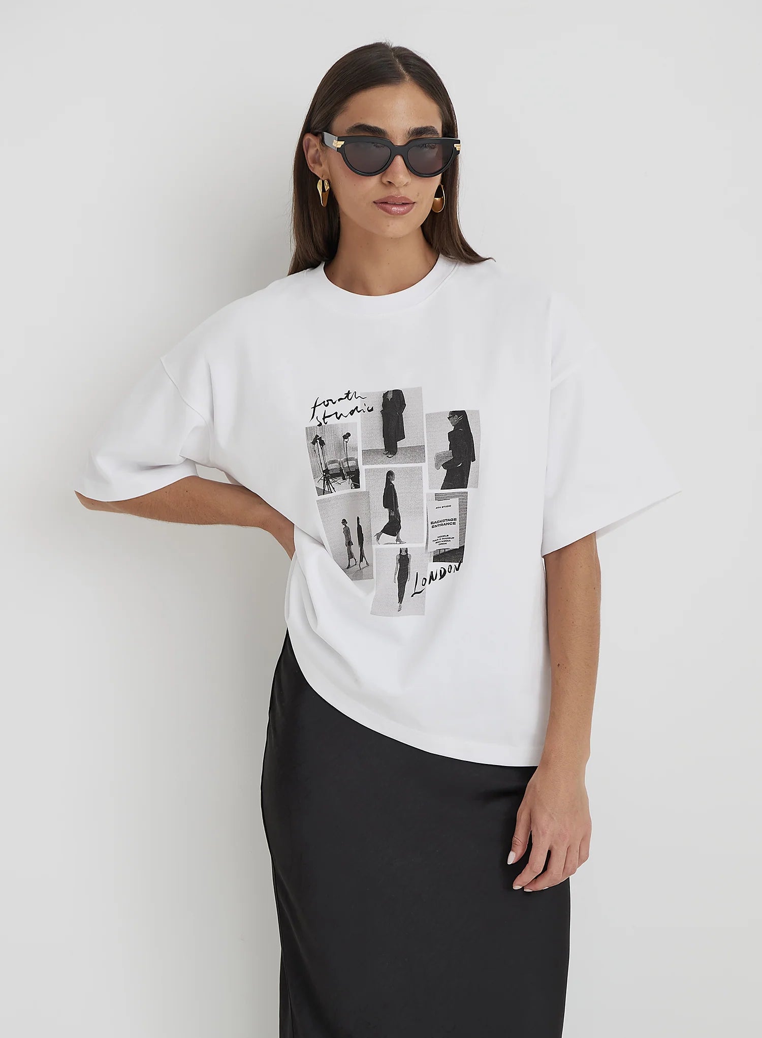 White Catwalk Polaroid Graphic T Shirt