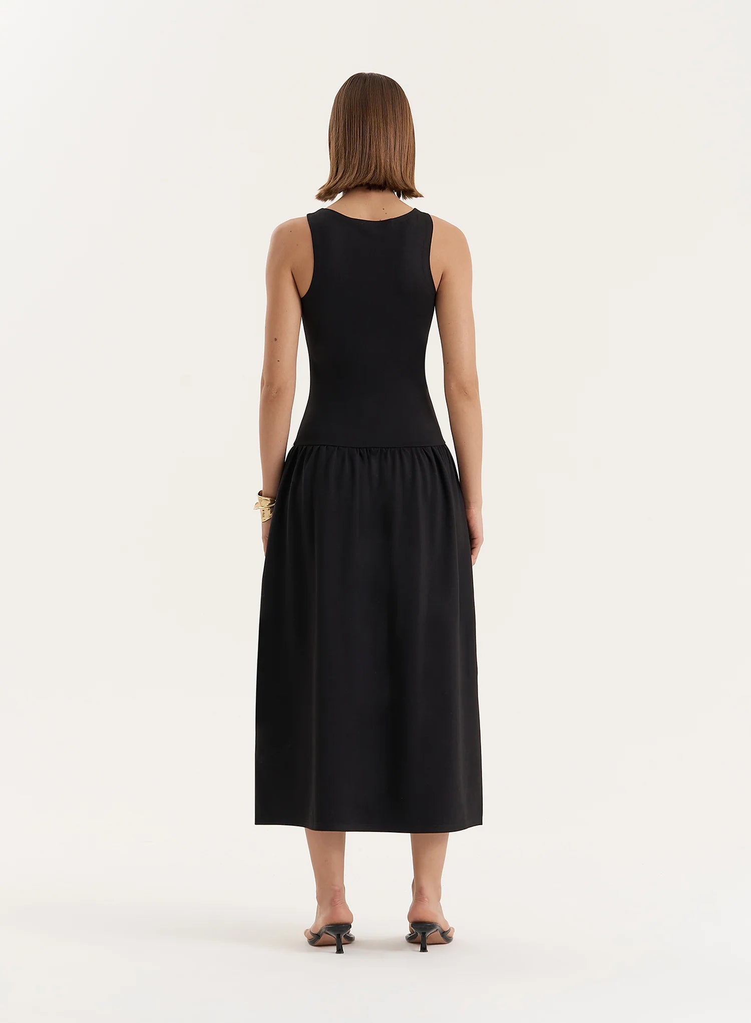 Black Jersey Drop Waist Dress