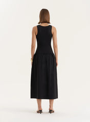 Black Jersey Drop Waist Dress