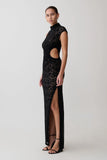 Trinh One Shoulder Maxi Dress Black