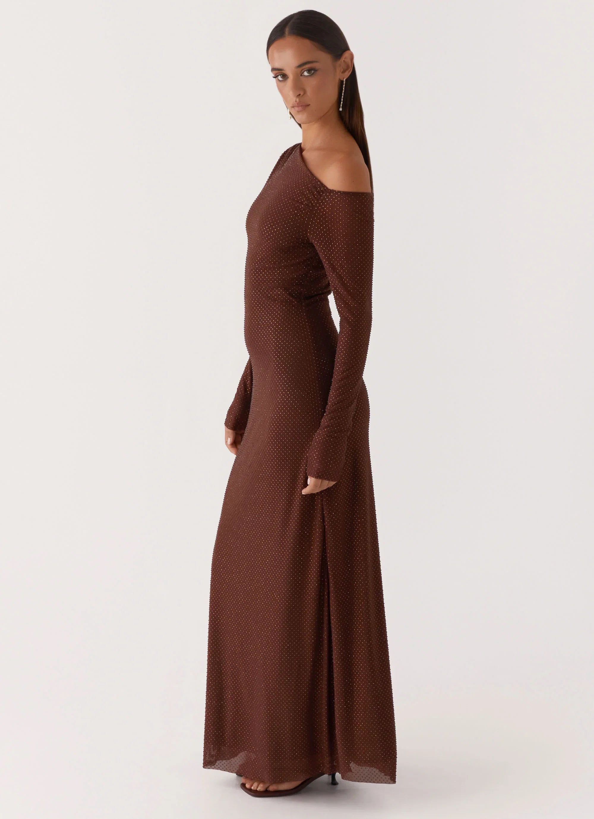 Oriana Sequin Maxi Dress Chocolate