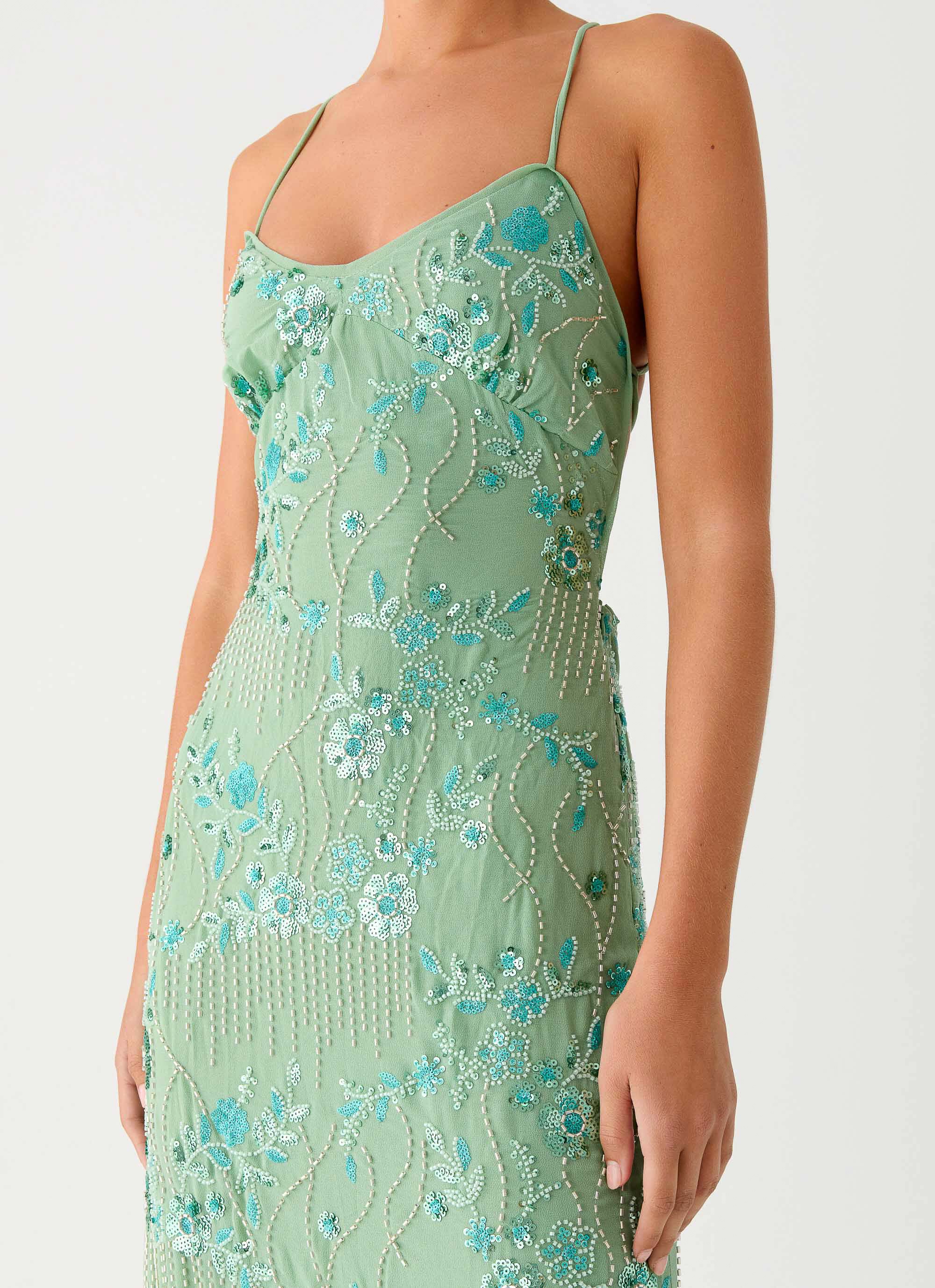 Vietta Sequin Cami Maxi Dress Mint