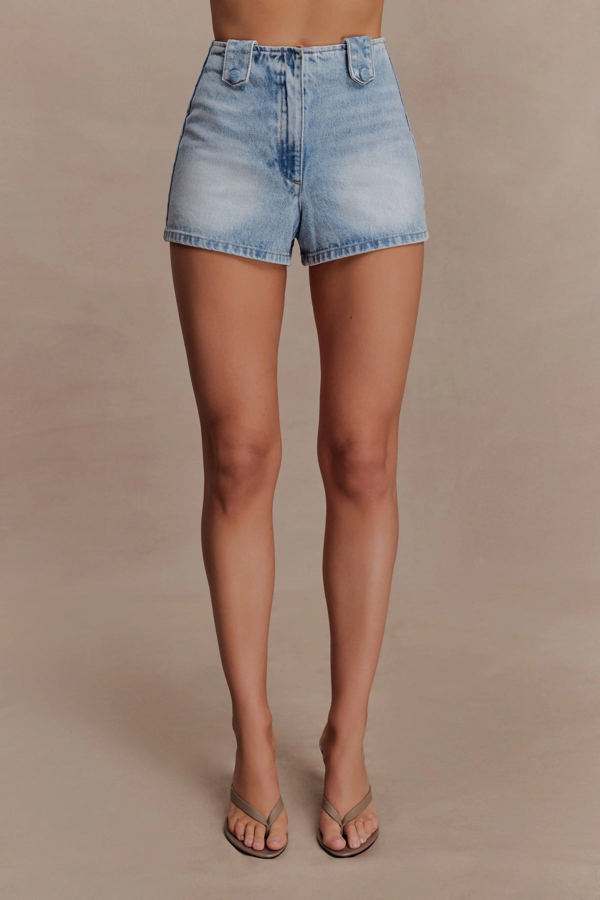 Erin Mid Rise Denim Shorts Washed Light Blue