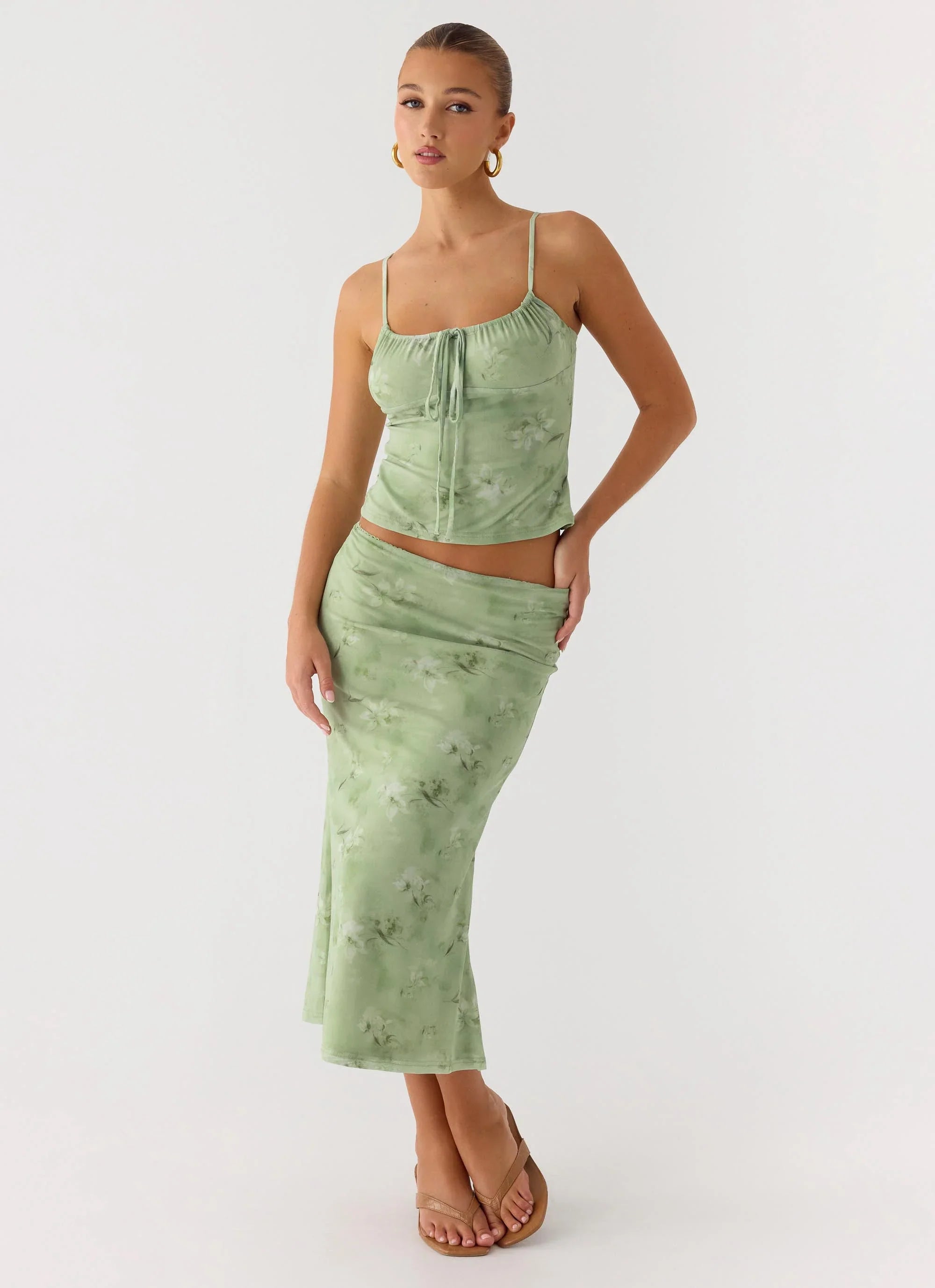 Bahama Low Rise Midi Skirt Blurred Lime