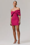 Sadie Hot Pink Bow Bardot Mini Dress