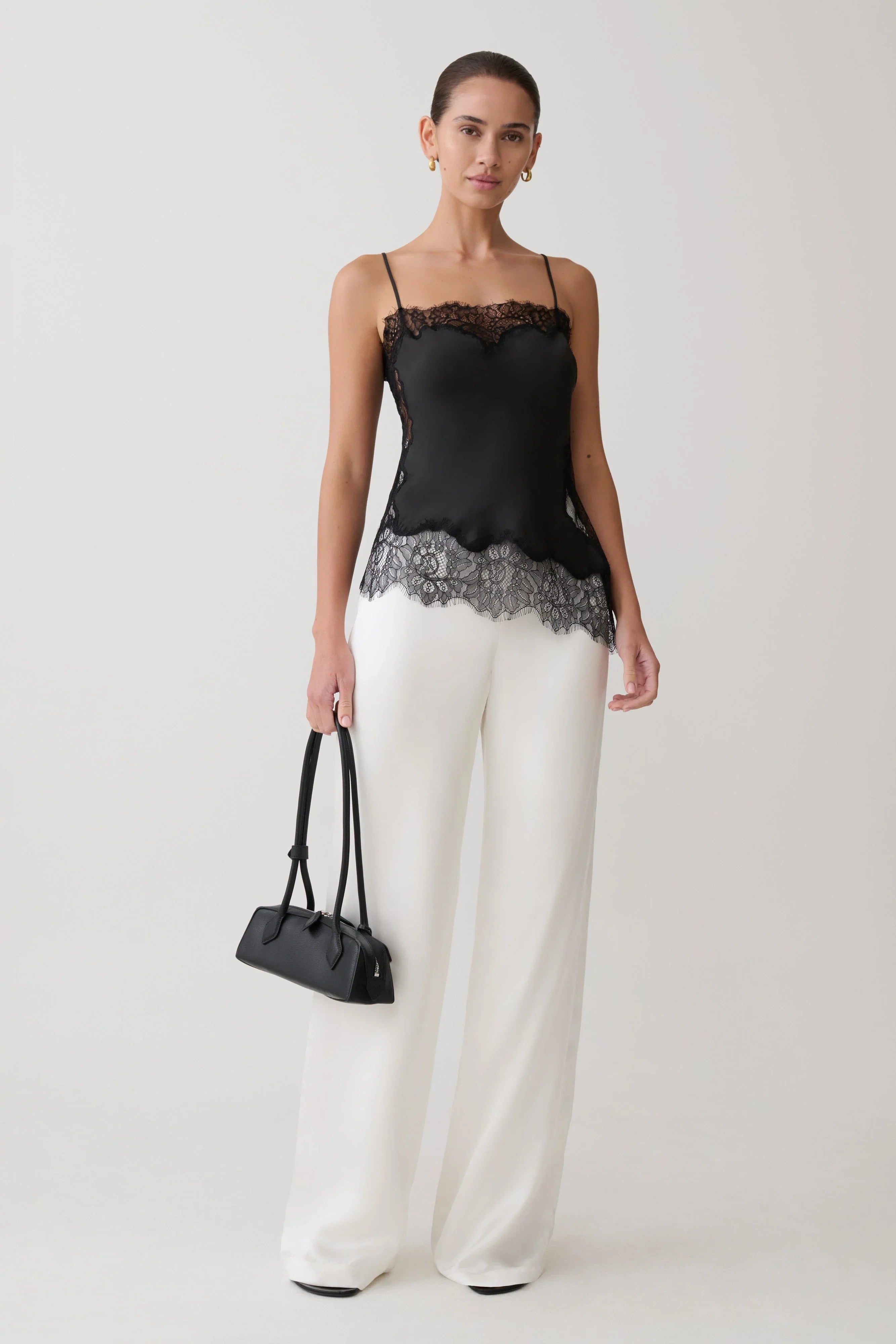 Miriam Satin Lace Camisole Black