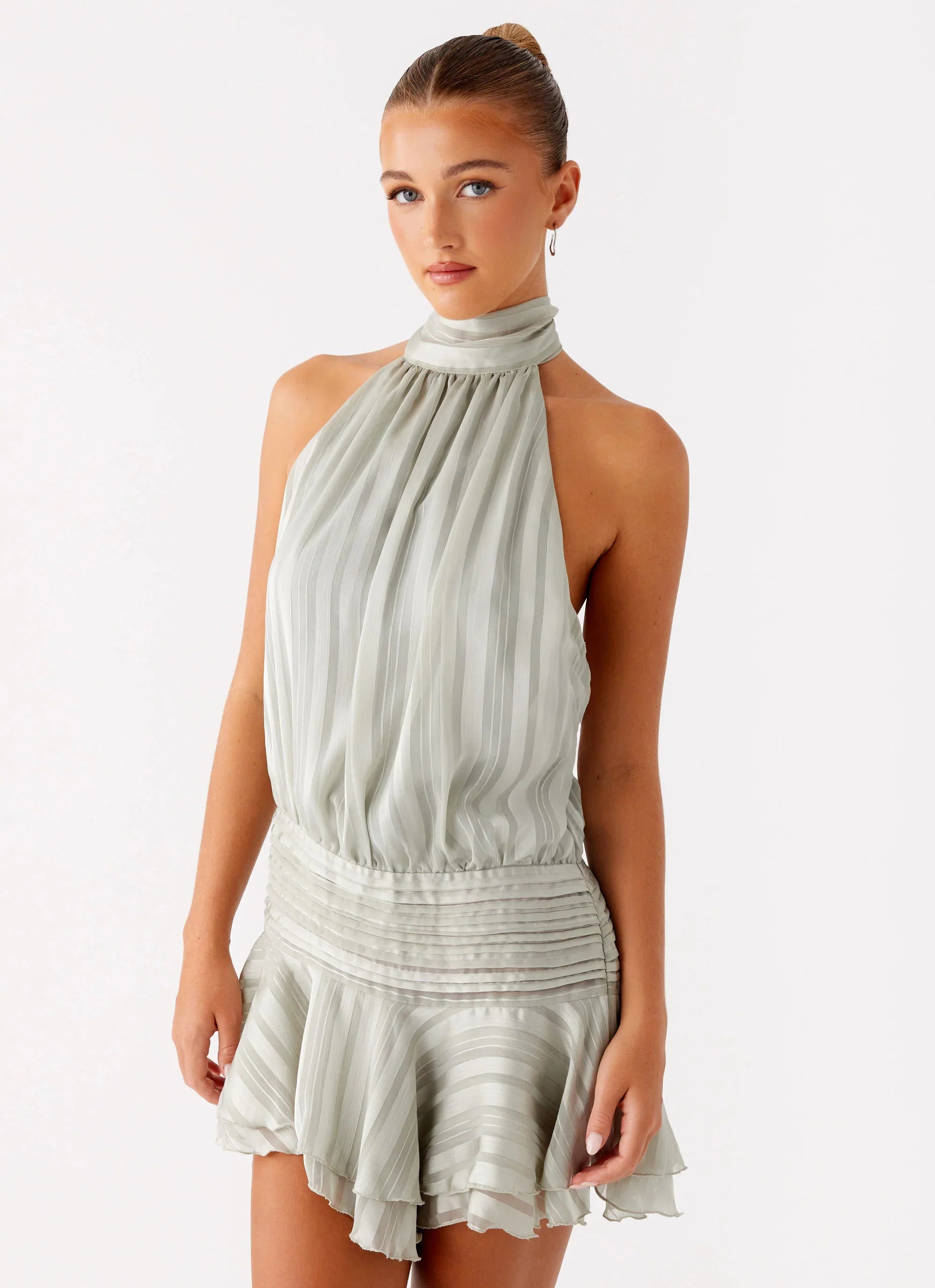 Willow Chiffon Mini Dress Green
