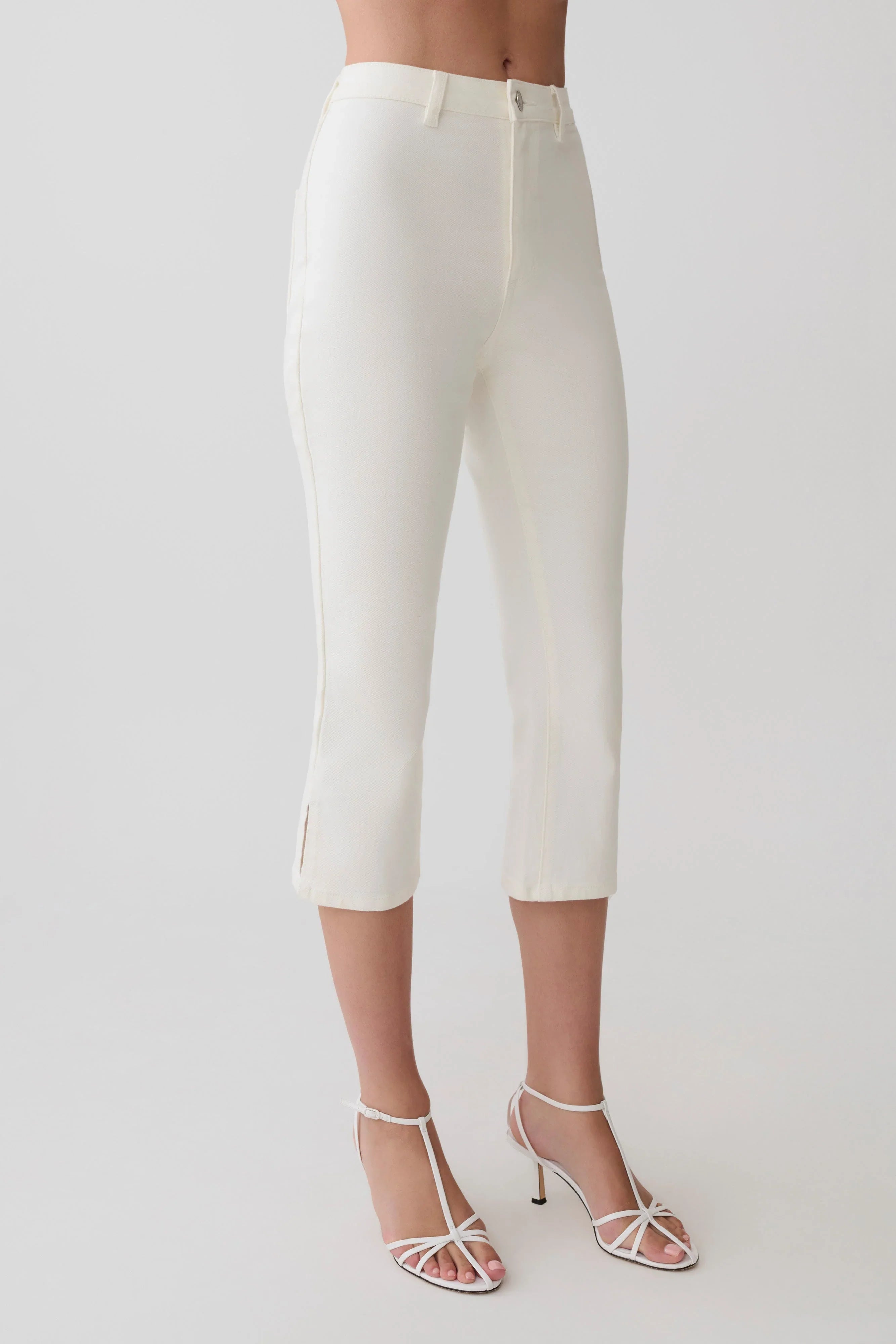 Mary Denim Capris White