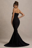 Impress Me Black Strapless Bandeau Fishtail Maxi Dress