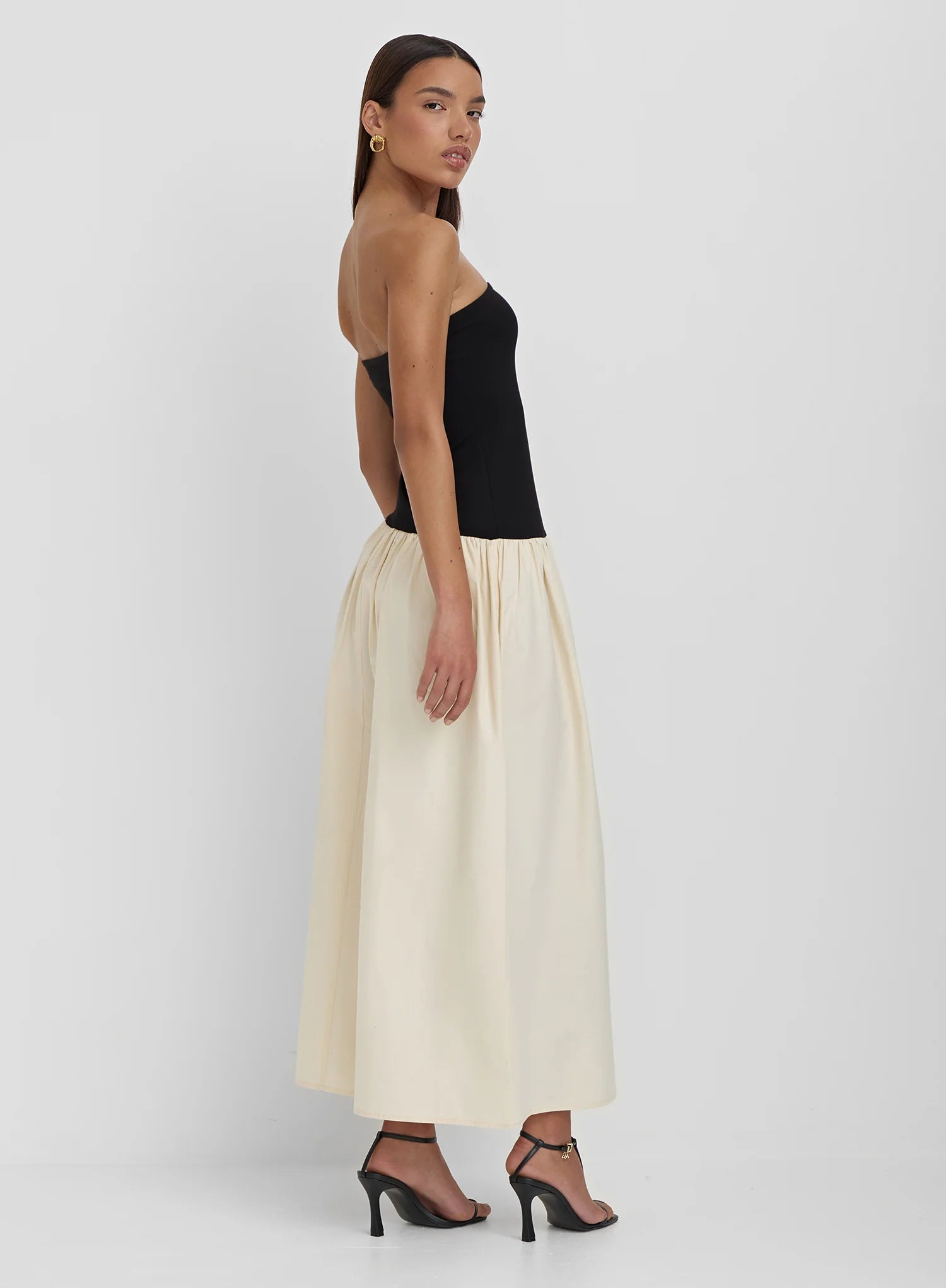 Monochrome Drop Waist Bandeau Dress