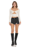Ribbed Cutout Top in White