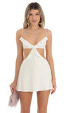 Ruffle Cut Out Dress in Ivory