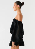 Eira Balloon Sleeve Mini Dress Black