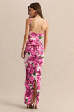 Luz Pink Hibiscus Floral Print Strappy Maxi Dress