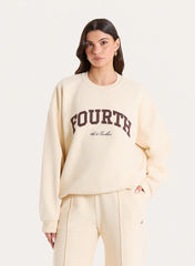Cream Fourth Branded Oversized Sweatshirt