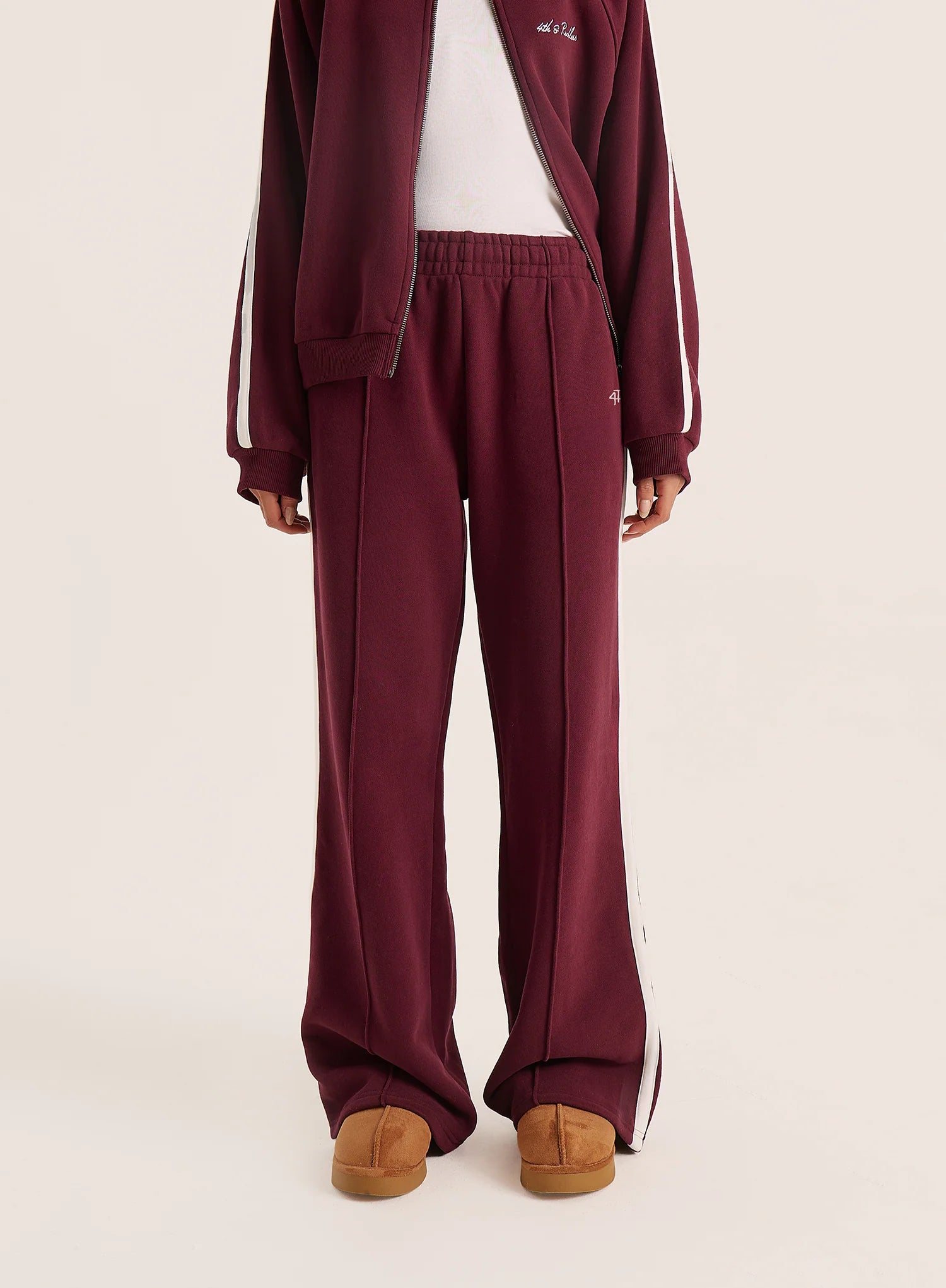 Burgundy Side Striped 4th Branded Joggers