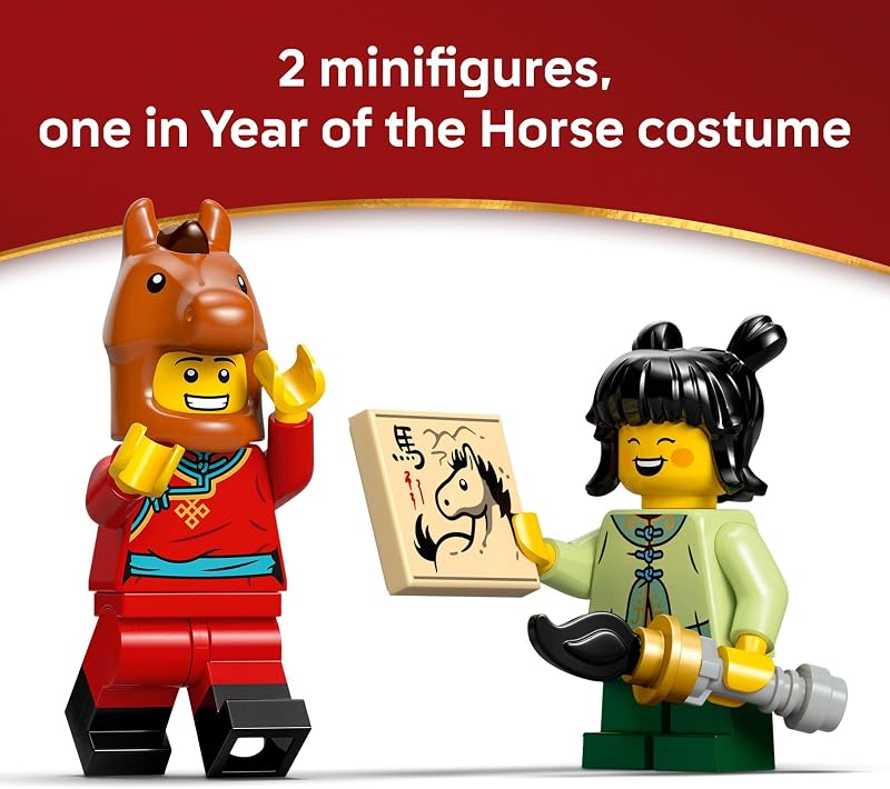LEGO Spring Festival Galloping Horse Canvas Kids Building Toy Year of the Horse Toy for Girls Boys Ages 10 Buildable Chinese New Year Decoration Gift Idea for Birthdays Families 80119