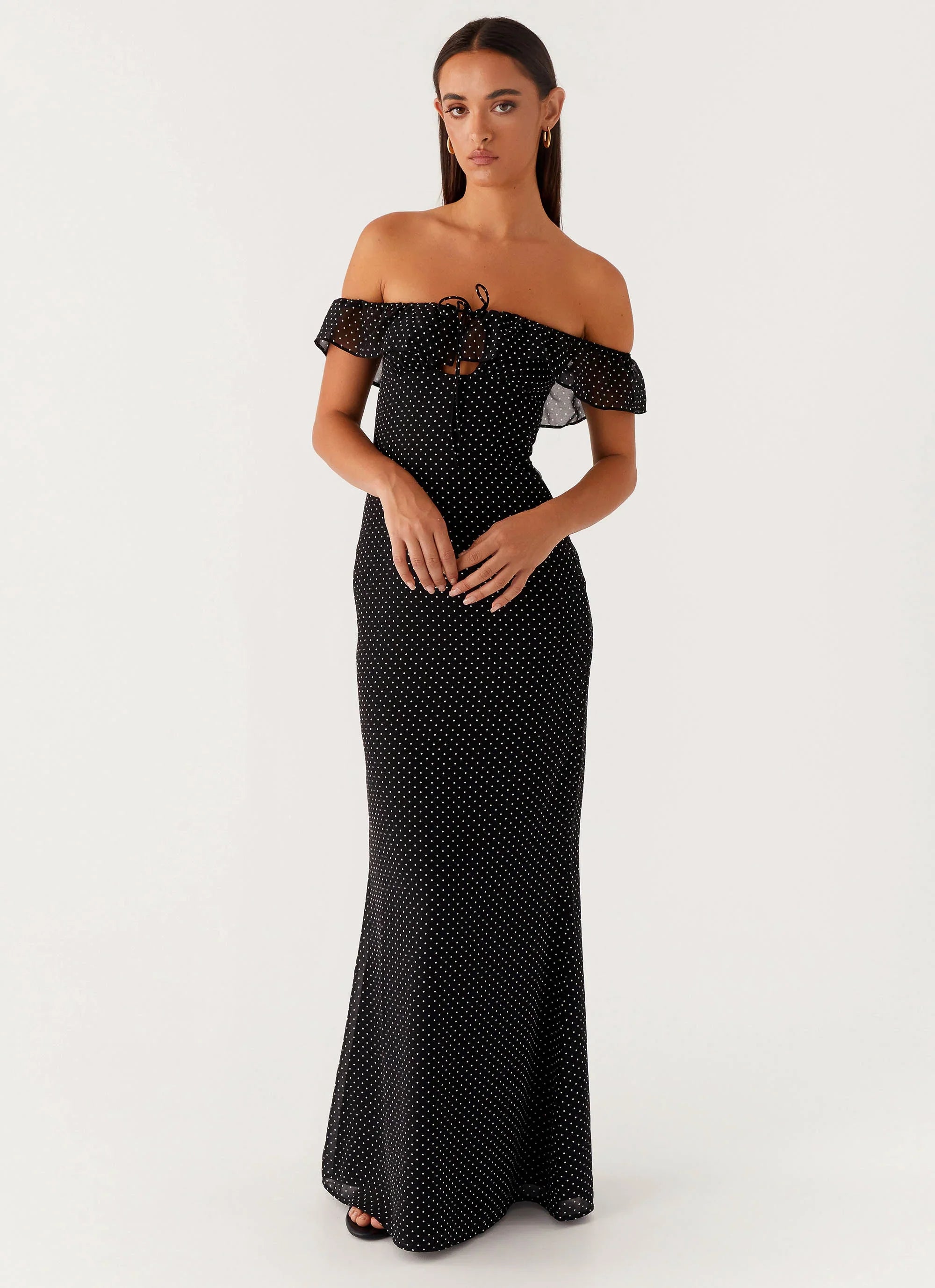 Scarlet Cherry Maxi Dress Black Polka Dot