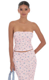 Strapless Floral Lace Two Piece Set in Pink