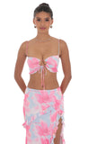 Floral Ruffle Two Piece Set in Blue