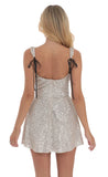 Silver Sequin A line Dress in Tan