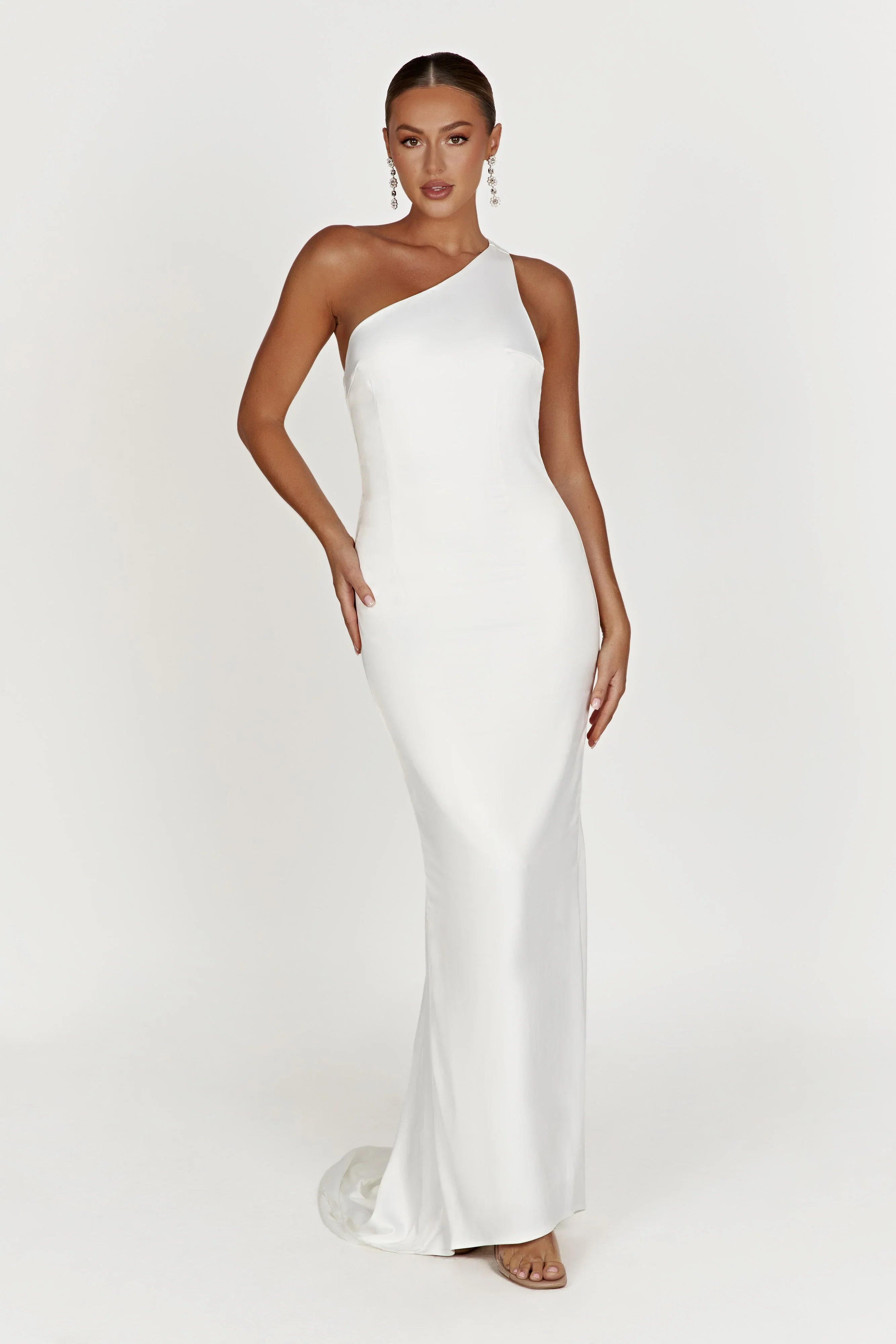 Harper One Shoulder Gown White