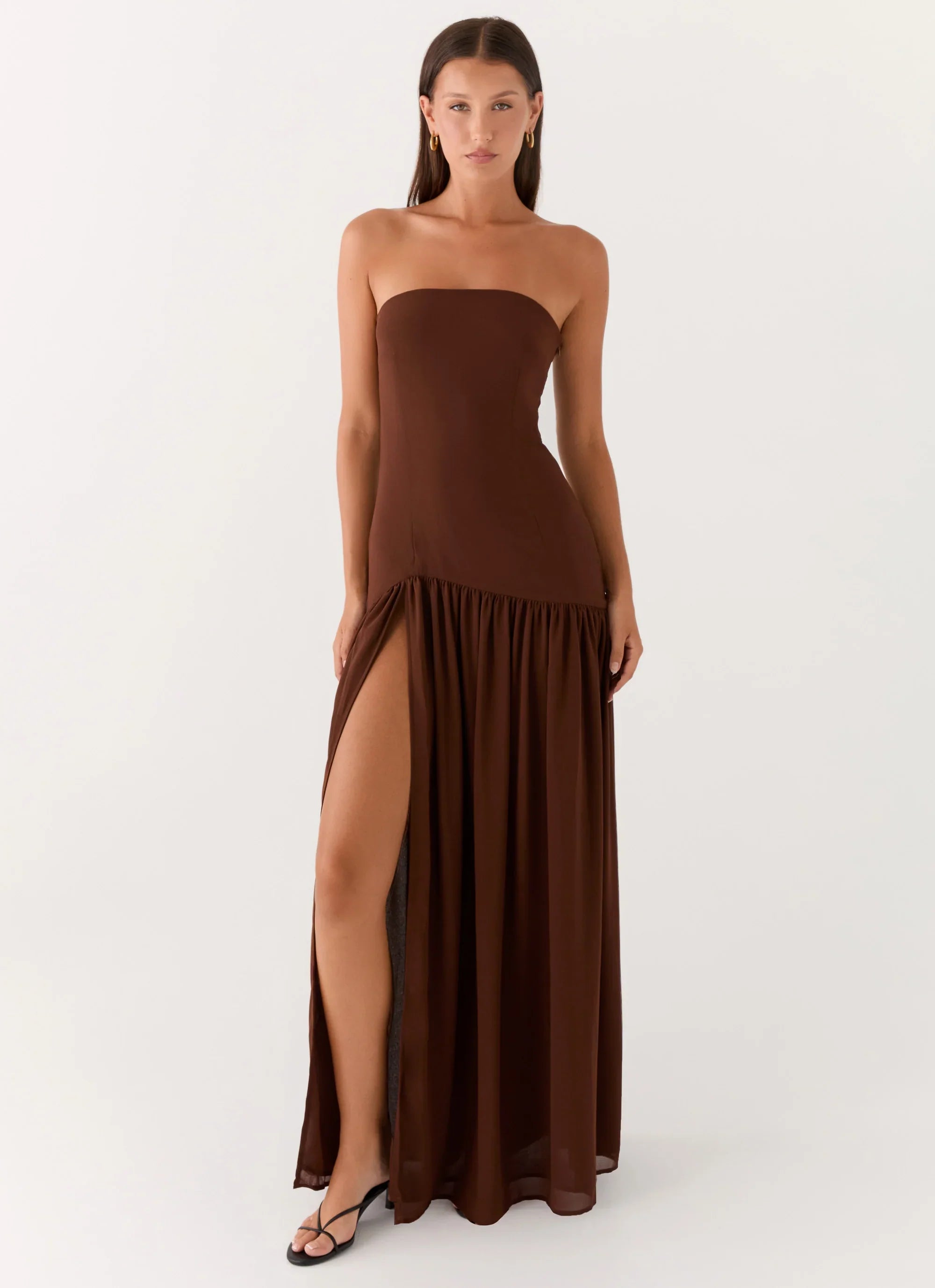 Eden Strapless Maxi Dress Brown